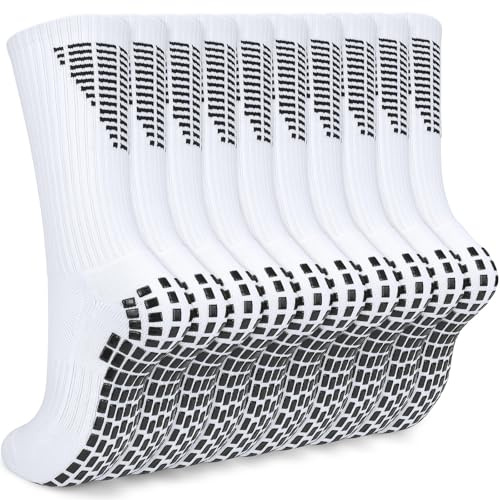 ouhos 5-Pack Halkfria Fotbollsstrumpor Svart Vit för Herr Dam, 43-46 - Anti-Slip Sportstrumpor (DE/NL/SE/PL, Numerisk, 43, 46, Regelbunden, Regelbunden, Vit/Vit/Vit/Vit/Vit)