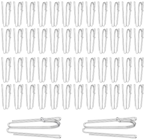 50er Pack Gardinenhaken Metall, Vorhanghaken aus Edelstahl 304, 2 Zinken Pinch Vorhang Falte Haken, Faltenhaken Metall, Vorhang Haken zum Einhängen für Gardinen und Vorhangringe Schienen