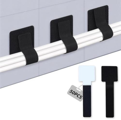 Kit Gestione Cavi Sotto Scrivania, 50 Pezzi Clip Fermacavi Adesive con Fascette, Sistema Passacavi per PC, TV, Router e Casa Ufficio (Nero)