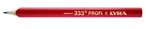 Lyra L4332111, Lyra 33® - Lápiz ovalado de 24 cm de largo, ideal para marcar en madera, 12 unidades, punta | Lápices de madera, lacado rojo, mina de grafito, marcado en madera seca, industrial