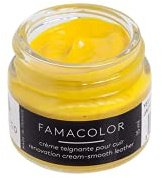 Famaco - Pommadier Famacolor - 15ml - Couleur JAUNE - Crème Teignante à Fort Pouvoir Couvrant - Rénove et Recolore les Cuirs Abîmés