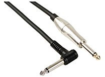 CABLE PROFESSIONNEL POUR GUITARE, JACK METALLIQUE 6.35mm VERS JACK COUDE METALLIQUE 6.35mm (6m)