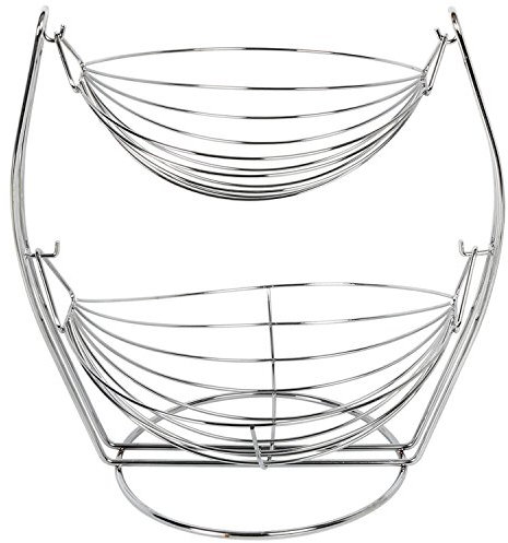 2 Tier Chrome Swinging Fruit Vegetable Bowl Basket Rack Storage Stand Holder New