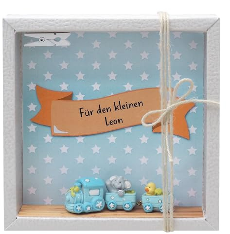 ZauberDeko Geldgeschenk Verpackung Geldverpackung MIT Namen Gutschein Baby Eisenbahn Junge Geburt Taufe
