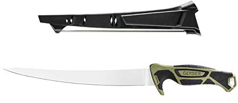 Gerber Anglermesser mit Scheide und Schleifstein, Controller 10‘‘, Klingenlänge: 26 cm, 30-001450