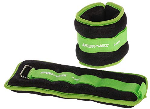 SportVida Fitness Gewichte für Beine und Arme. Gewichtsmanschetten fuß und Ankle Weights Set for Home. Unterschiedliche Belastung und Farben (Grün)