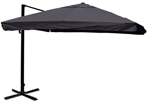 Mendler HWC-A96 - Sombrilla para gastronomía (3 x 3 m, 4,24 m, poliéster, aluminio/acero, 23 kg, sin soporte), color gris oscuro