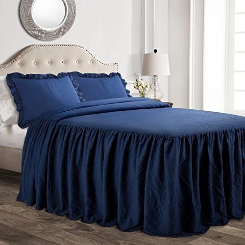 Lush Decor Set di biancheria da letto con gonna a volant, 3 pezzi, lussuoso set di biancheria da letto in stile rustico elegante e affascinante, stile senza tempo e design classico, morbido e leggero,