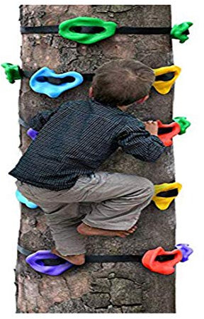 HSJCZMD Niños Muro de Escalada, Escalada al Aire Libre Sostiene Los niños de Escalada de Rocas configurado Columpio para niños Fácil de AssembleTree Escalada Herramienta,Package A