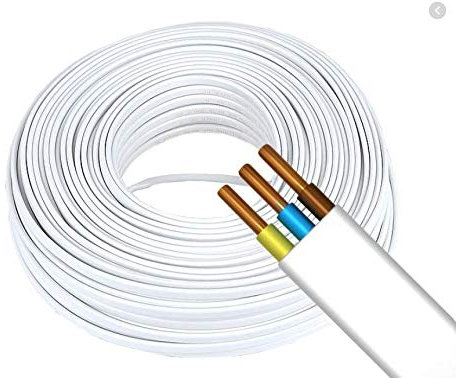 Flach Weiß Feuchtraumkabel Kabel Leitung YDY NYM-J 3 x 1,5mm | Elektrokabel Stromkabel (20m)