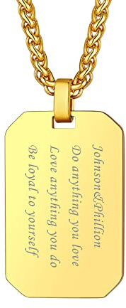 Bandmax Militärische Dog Tag Kette für Männer Frauen 18k vergoldet achteckige Hundemarke Anhänger Halskette personalisiert Namenskette Erkennungsmarke Modeschmuck Accessoire