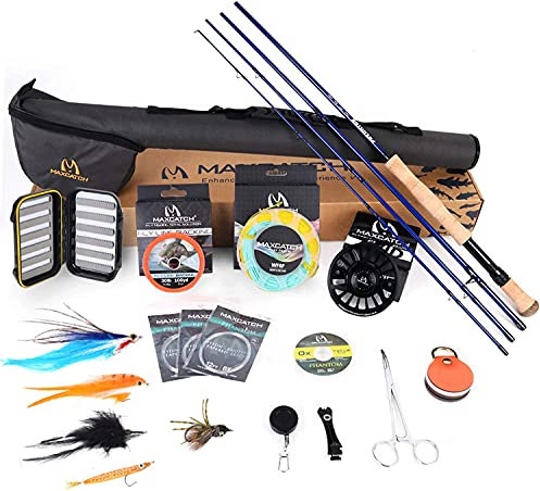 MAXIMUMCATCH Predator Salzwasser/Süßwasser Fliegenrute & Rute und Rolle Combo IM10 Rutenblank in 8/9/10/12wt 4 Teile (Fliegenrute und Rolle Kombi, 9ft 9wt)