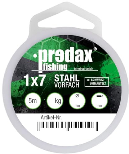 Predax Vorfachmaterial für Hechte & Zander zum Spinnfischen 5m Stahlvorfach für Stinger 1x7 schwarz