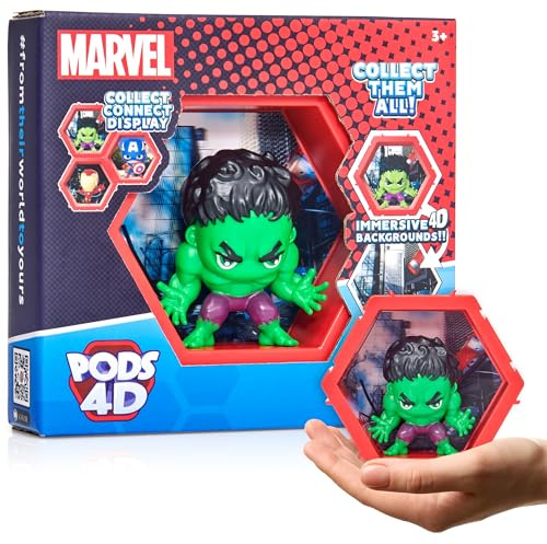 WOW! PODS 4D Marvel Hulk | Figurine Unique à Collectionner à tête branlante Qui éclate de Leur Monde dans Le vôtre | Présentoir Mural ou d'étagère | Jouets et Cadeaux Marvel | Série 1 n° 412