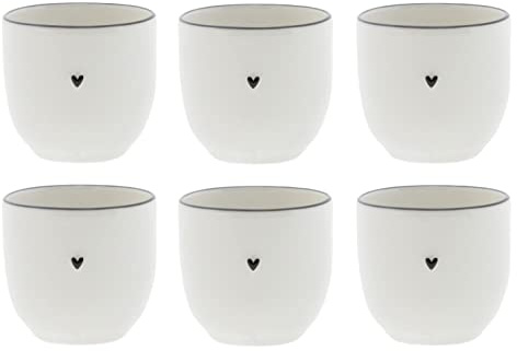 Bastion Collections 6er Set Eierbecher Heart mit kleinem schwarzen Herz H. 6cm
