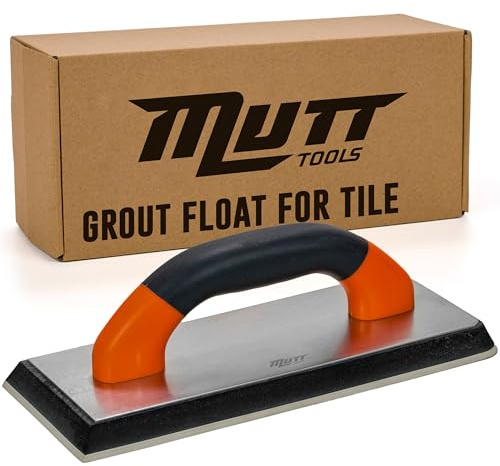 Mutt Tools 9.5” x 4 Inch Professional Grout Float - Non-Stick EVA Grip Smoothing Tool for Tile, Masonry and Drywall - Rubber Grout Float with Ergonomic Handle - Tile Grouting Tools Kit