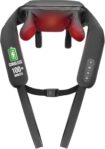 Nackenmassagegerät mit Wärme, Shiatsu Massagegerät 4D Knet Massage, Schulter Nackenmassagegerät Elektrisch für Schmerzlinderung im Nacken, Rücken, Bein und Füße, Geschenke für Männer Frauen