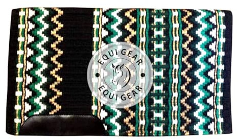 EQUIGEAR Western Ranch Horse Satteldecke aus neuseeländischer Wolle, Western-Design, handgefertigte Satteldecke, Wollpolster, Sensor Flex (Anpassung möglich), WQ99 (36x36)