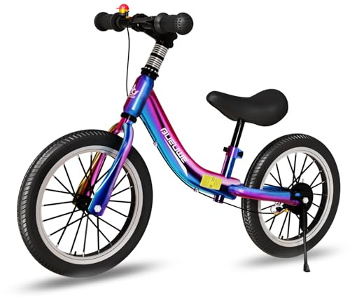 Bueuwe 16 inch Balance Bike 4 5 6 7 8 Year Old Boys Girls,No Pedal Training Bicycle with Brakes and Kickstand,Outdoor Sports Birthday Gift