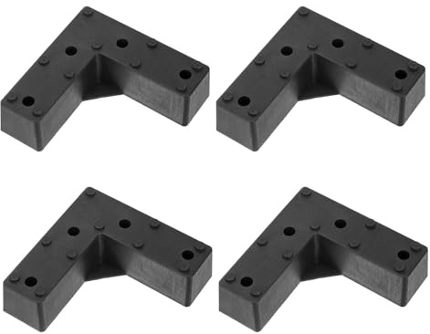 sourcing map Furniture Feet, 2x 5.91 L Type Plastic Furniture Legs Black Base Floor Protector for Sofa Cupboard Table Chair, 4 Pcs