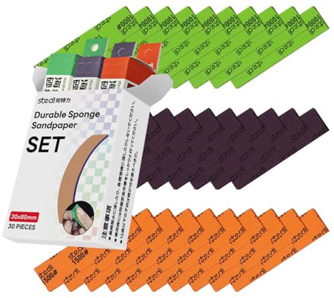 stedi Esponja de lijado para construcción modelo Gundam, herramientas de modelo Hobby de 3 mm, bloque de lijado a mano, impermeable, reutilizable en seco húmedo #1000#1200#1500, papel de lija de grano