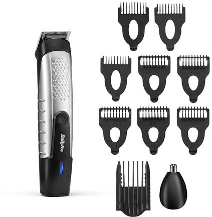 BaByliss Lithium Power Beard Trimmer, Cordless, Including Nose Hair Trimmer, Waterproof, Gifts for Men, Black