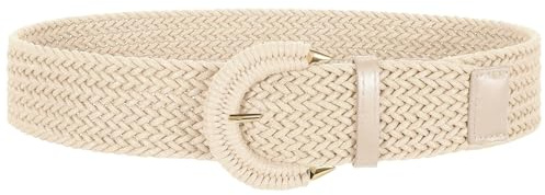 VONMELLI Rattan-Flechtgürtel für Damen Breiter Gürtel Damen füR Kleider Flechtgürtel Modischer Geflochtener TaillengüRtel Stroh-Raffia-Boho-GüRtel füR Jeans Beige S