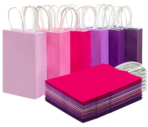 Gcardist 30PCS Medium Gift Bag 20x12x27CM mit Griffen Bulk Gift Bags 6 verschiedene rosa Farbe Taschen Mehrfachverwendung (8x5x11Inch, mittlere Größe)