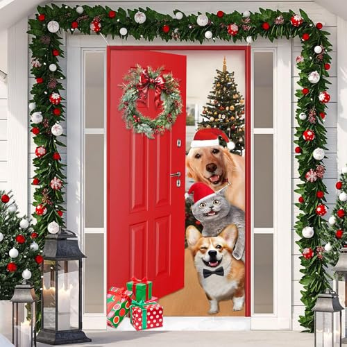 SOETDERT Weihnachten Tür Abdeckung Dekoration, 200 x 90 cm Weihnachtsdeko Tür, Niedlich Türdeko Weihnachten Tür Hängen Banner Hintergrund, Weihnachtsbanner für Haustür, Toilettentür, Neujahr Deko