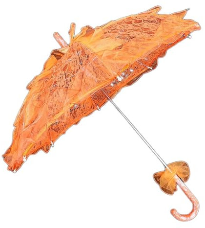 Hochzeits-Brautschirm, Vintage-Spitzenschirm in Orange, dekorativer Handarbeitsschirm für Partys, Tanzen, Fotografie