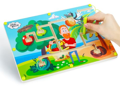 STEVE and MAGGIE Magnetic Beads Montessori Toys Number Maze and Colour Sorting Toys for Toddlers and Preschoolers, Educational Wooden Board Game, Birthday Gifts for Girls and Boys Ages 3 and Up