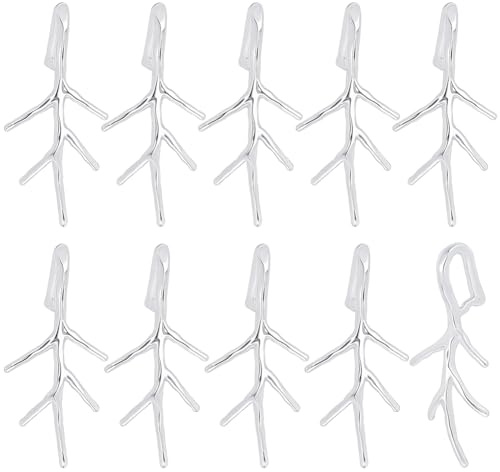 BENECREAT 8 Stück Messing Anhänger Klemmösen, Silberner Zweig Eispickel Klemmclip Verschluss Bügel Schnapp Ösen Klemmhaken Für Halsketten Anhänger Armbänder Schmuckherstellung Schmuckdesign