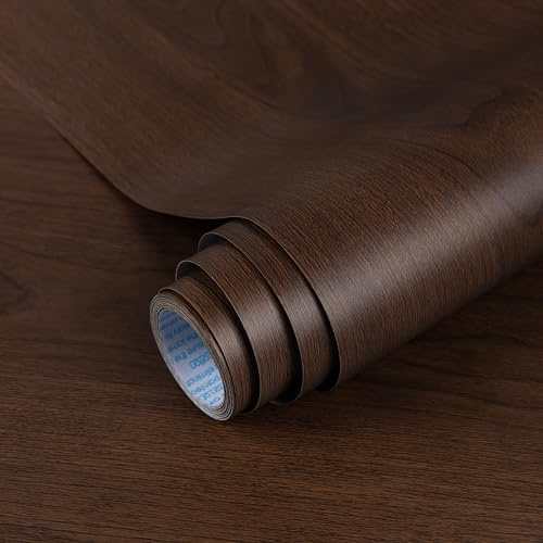Hode Klebefolie Möbel Holzoptik Möbelfolie Selbstklebend Folie Holz Tapete | 60X500cm Holz Folie für Möbel Fensterbank Küche Schränke Schublade Küchenrückwand Badmöbel DIY Selbstklebende Dunkelbraun
