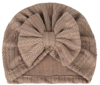 AMateschitz Babyturban, hattar med rosett, förskola, sjukhus, mössor spädbarn, huvudbonad, mössa, nyfödd, babymössa, rosett, pannband, småbarn för flickor pojkar, kaffe, one size