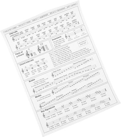 VICASKY Small Harp Chord Chart for Beginners Paper Harp Chord Poster with Fingering Diagram Music Theory for Practice and Learning