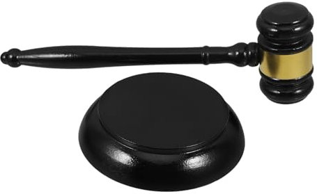 GRIRIW Martillo de Madera Diseño Portátil Sonido Claro y Fuerte Mazo Tradicional Negro para Juez y Subasta Adecuado para Abogados y Tribunales