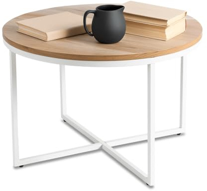MEBEL ELITE Couchtisch Rund 70 cm x 46,5 cm - Modern Wohnzimmertisch Holzoptik - Sofatisch Rund für Wohnzimmer und Büro - Runder Tisch - Pflegeleicht und langlebig