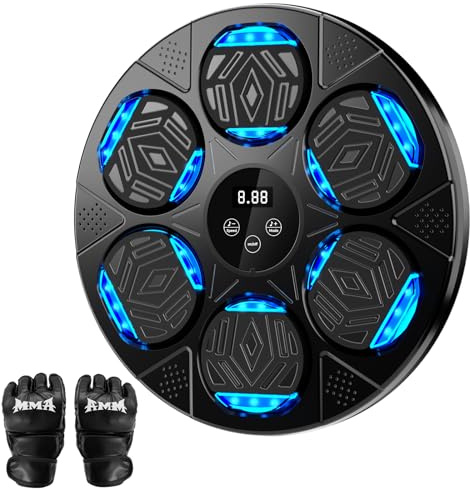 LOLBOX Bluetooth Music Boxing Machine with LED Lights and 7 Speed Modes | Smart Punch Counter, 9-Level Volume, Drill-Free Installation, Auto-Reset at 999, Adjustable Height, Family Fitness