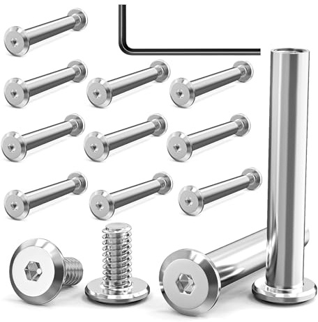 10 Stück Verbindungsschrauben M4 x 30 mm, Edelstahl A2 V2A, Möbelschrauben Hülsenmutter mit Innensechskantschlüsseln, Möbelverbinder Schrankverbinder Eignen Sich zum Verbinden von Holzbrettern
