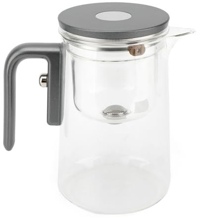 Jectse Glass Teapot Stovetop, 800ml Clear Teapot with Removable Infuser, Press Control Water Separation, Loose Leaf and Blooming Tea Maker