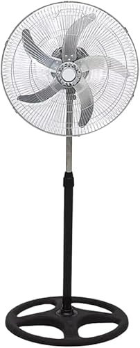 Ventilatore a Piantana, 5 Pale in Acciaio 50 cm Con Base Rotonda Anticaduta, 3 Velocita', Oscillazione Orizzontale Altezza Regolabile fino a 125 cm Potenza 75 W Silenzioso Classe E Con Cavo Elettrico