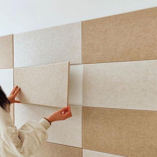 Filz Pinnwand Selbstklebend, Akustikpaneele Selbstklebend DIY für Foto Hängen, 30x60 cm Rechteckiges Dekoratives Wandpaneel, Reduziert Schall und Verbessert Akustik(Braun,5pcs)