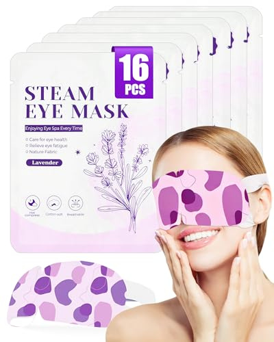 lulir 16 PCS Masque Chauffant Yeux, Masque Vapeur pour Relaxation Jetable | Arôme de Lavande, Hommes et Femmes, Soulagement de la Fatigue Oculaire, Améliore la Qualité du Sommeil