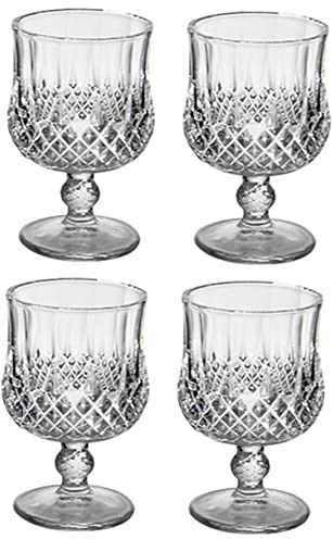 Cabilock Diamond Wine Glasses Set, 4pcs Multi-Function White Brandy Goblets with Stem, Romantic Red Wine and Cocktail Drinking Glasses for Home and Party Use