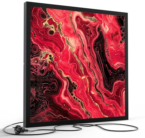 DEQORI LED-Wandbild Magische Lava | Größe 60x60 cm | moderne Decken- & Wandleuchte mit hochwertigem Motivdruck auf PVC – stilvoll für Büro, Flur & Wohnräume – Farbe: Schwarz