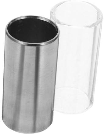 MOTHNUR 2pcs Guitar Slide Glass and Stainless Steel Medium Bottleneck Slide for Guitar Bass Transparent and Silver Sustain and Clear Sound