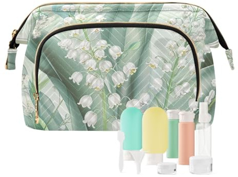 voucong Travel Bag Lightweight Makeup pouching Period Bag for Case Cosmetic Makeup Lily Of Valley Flower Fresh