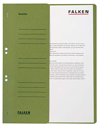 Original Falken 50er Pack Ösenhefter. Made in Germany. Aus Recycling-Karton mit halbem Vorderdeckel und kaufmännischer Heftung für DIN A4 grün Hefter Sammelmappe Blauer Engel