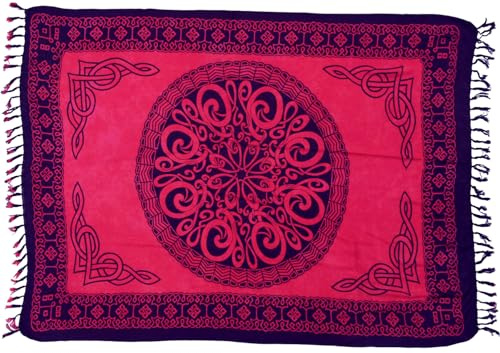 GURU SHOP Bali Sarong, vägghängning, omlottkjol, sarongklänning, män/kvinnor, brun, syntetisk, storlek: en storlek, Celtic röd, En Storlek
