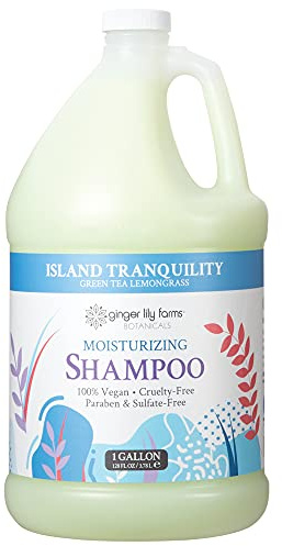 Ginger Lily Farms Botanicals Moisturizing Shampoo for All Hair Types, Island Tranquility, 100% Vegan & Cruelty-Free, Green Tea Lemongrass Scent, 1 Gallon (128 fl oz) Refill